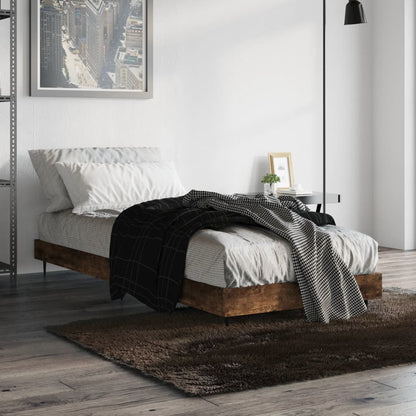 Cadre de lit sans matelas chêne fumé 75x190cm bois d'ingénierie