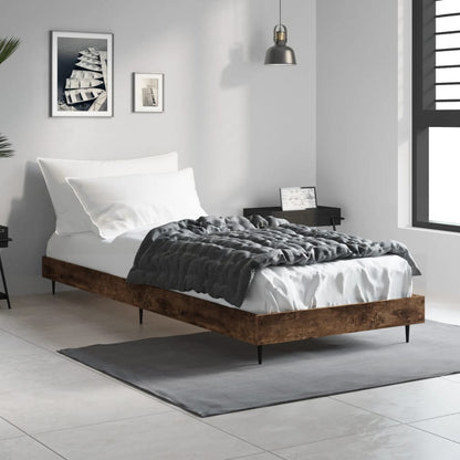 Cadre de lit sans matelas chêne fumé 75x190cm bois d'ingénierie