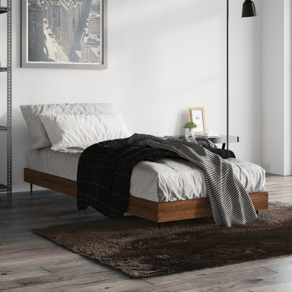 Cadre de lit sans matelas chêne marron 75x190cm bois ingénierie