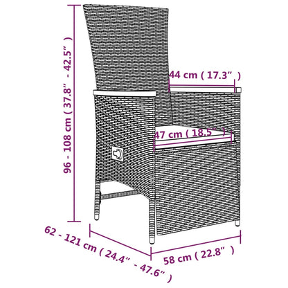 Ensemble à manger de jardin et coussins 7 pcs gris rotin