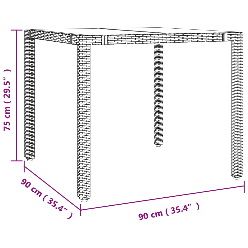 Ensemble à manger de jardin coussins 3 pcs Beige poly rotin