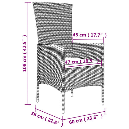 Ensemble à manger de jardin avec coussins 5pcs Beige poly rotin