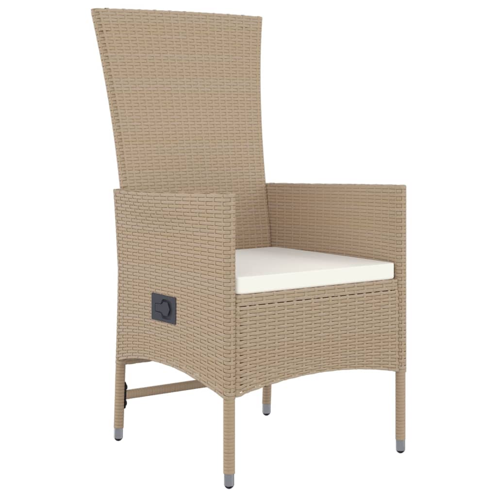 Ensemble à manger de jardin et coussins 3 pcs Beige poly rotin