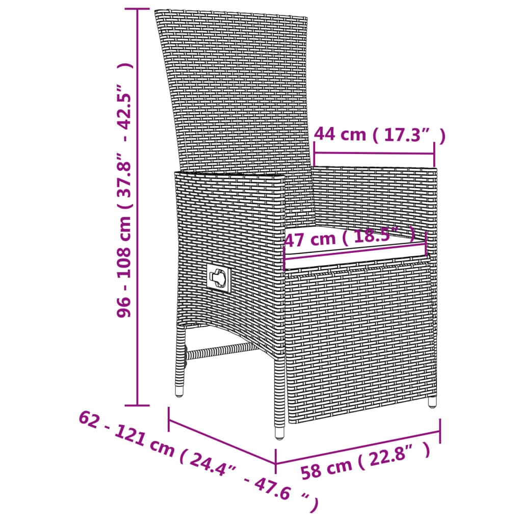 Ensemble à manger de jardin avec coussins 5pcs Beige poly rotin