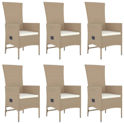 Ensemble à manger de jardin et coussins 7 pcs beige poly rotin