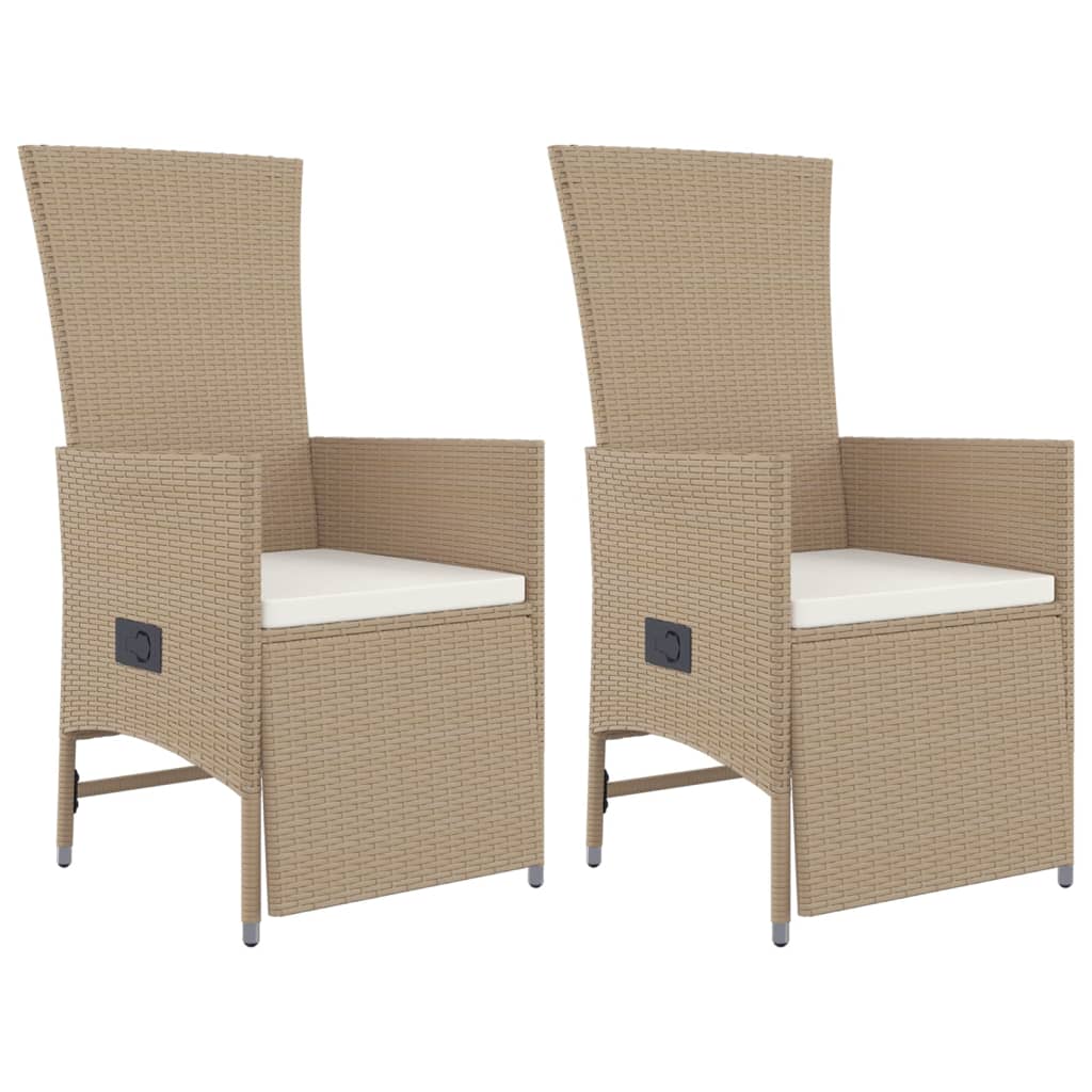 Ensemble à manger de jardin et coussins 3 pcs Beige poly rotin