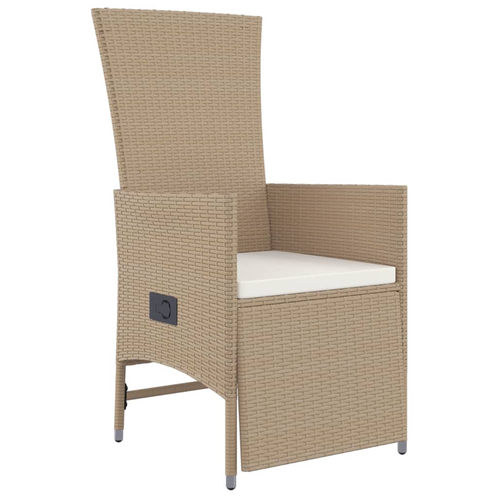 Ensemble à manger de jardin et coussins 3 pcs Beige poly rotin