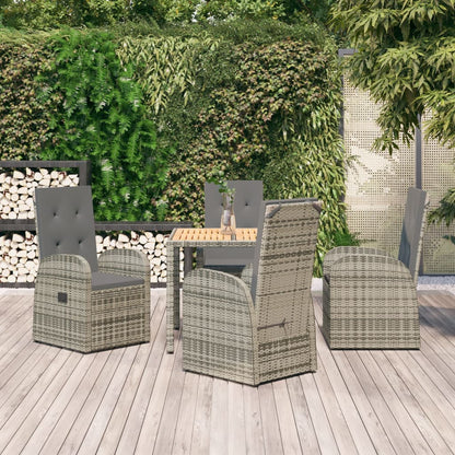 Ensemble à manger de jardin 5 pcs coussins gris résine tressée