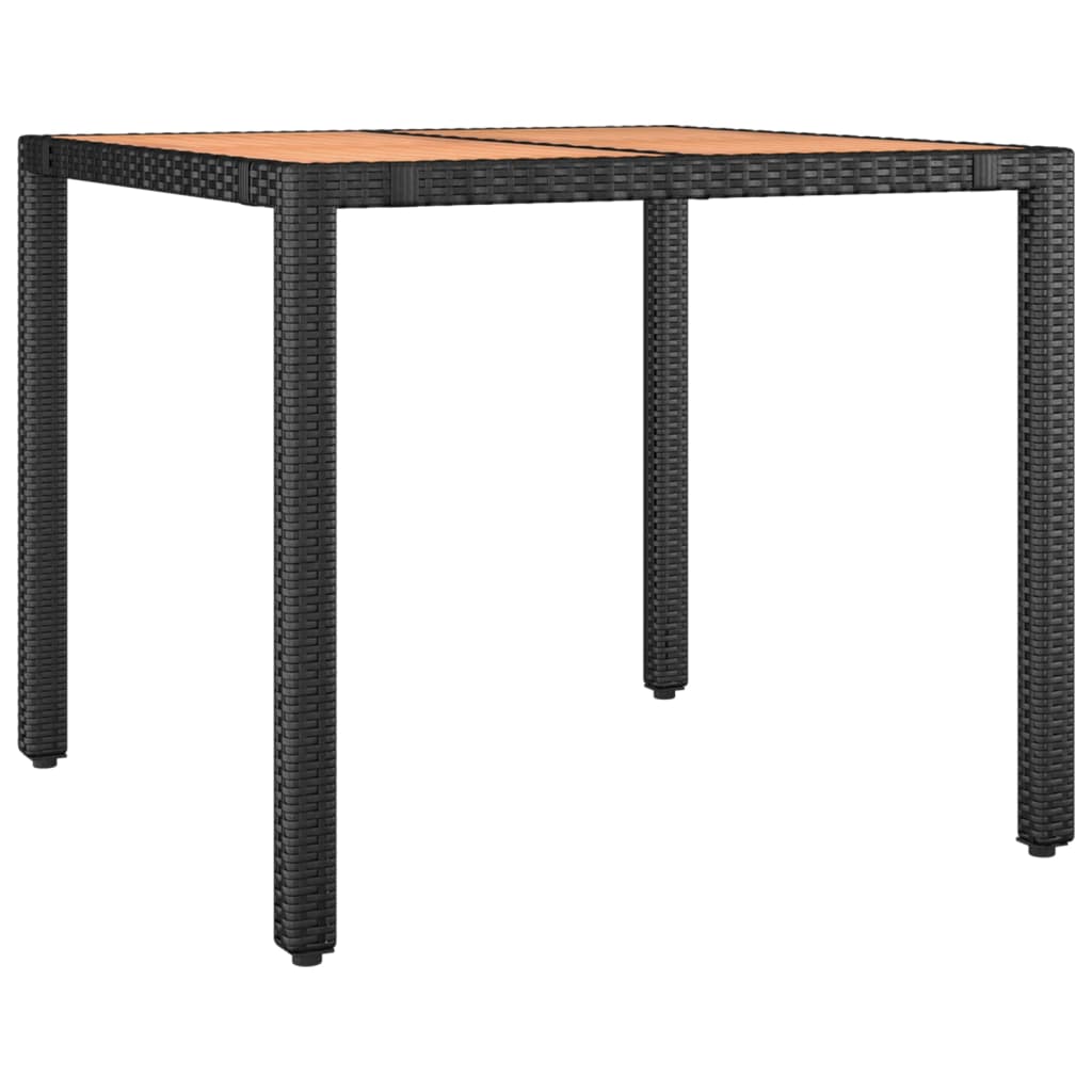 Ensemble à manger de jardin 3 pcs Noir Poly rotin et acacia