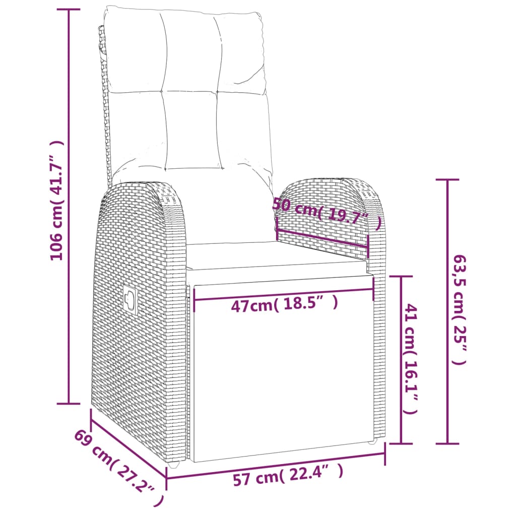 Ensemble à manger de jardin 3 pcs Noir Poly rotin et acacia