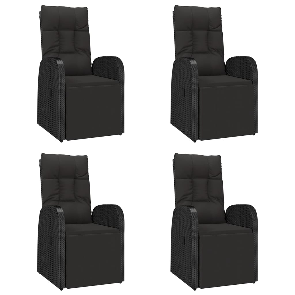 Ensemble à manger de jardin 5pcs Noir Poly rotin et acacia