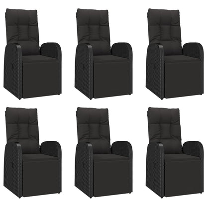 Ensemble à manger de jardin 7 pcs Noir Poly rotin et acacia