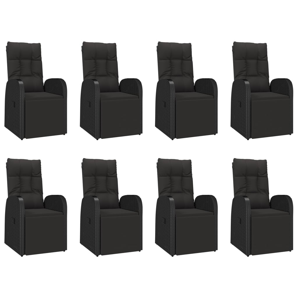 Ensemble à manger de jardin 9 pcs Noir Poly rotin et acacia