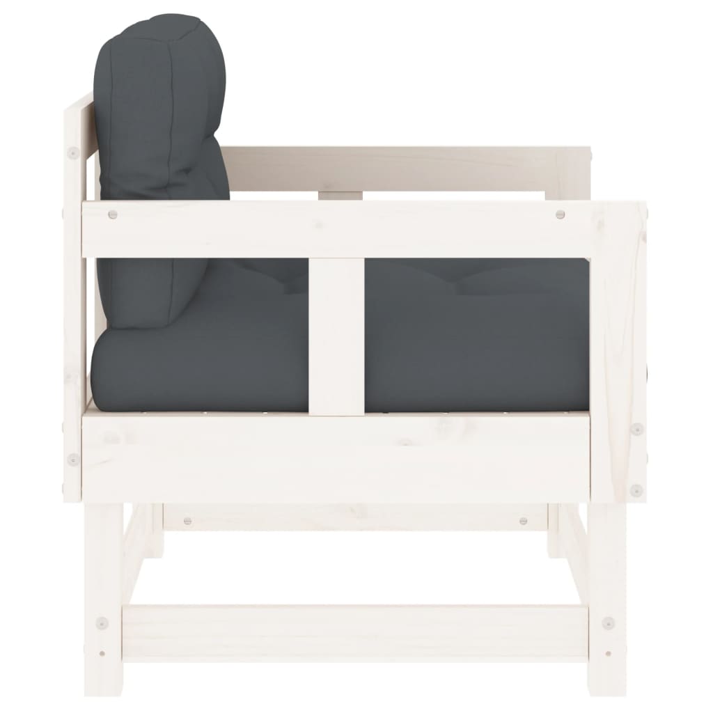 Chaises de jardin et coussins lot de 2 blanc bois de pin massif