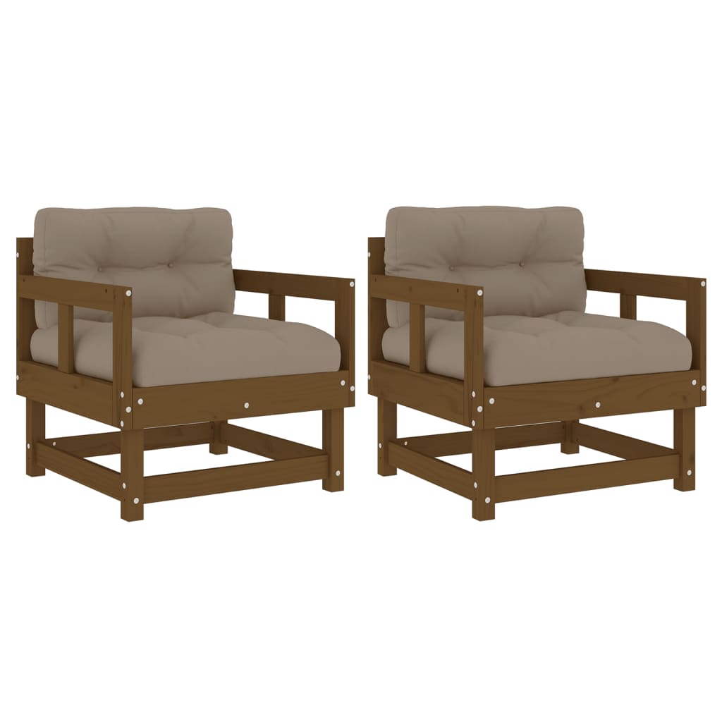 Chaises de jardin avec coussins lot de 2 marron miel