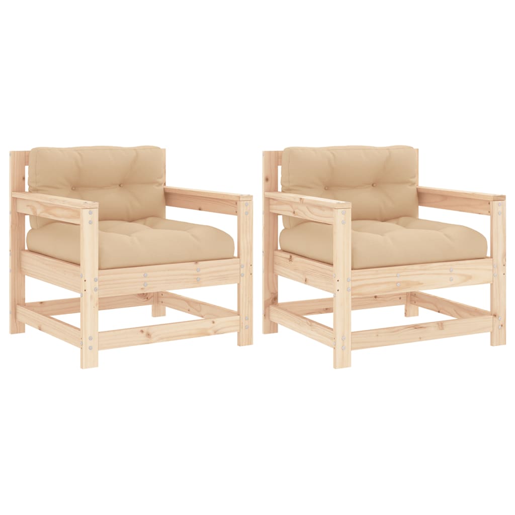 Chaises de jardin avec coussins lot de 2 bois de pin massif