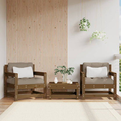 Chaises de jardin avec coussins lot de 2 marron miel