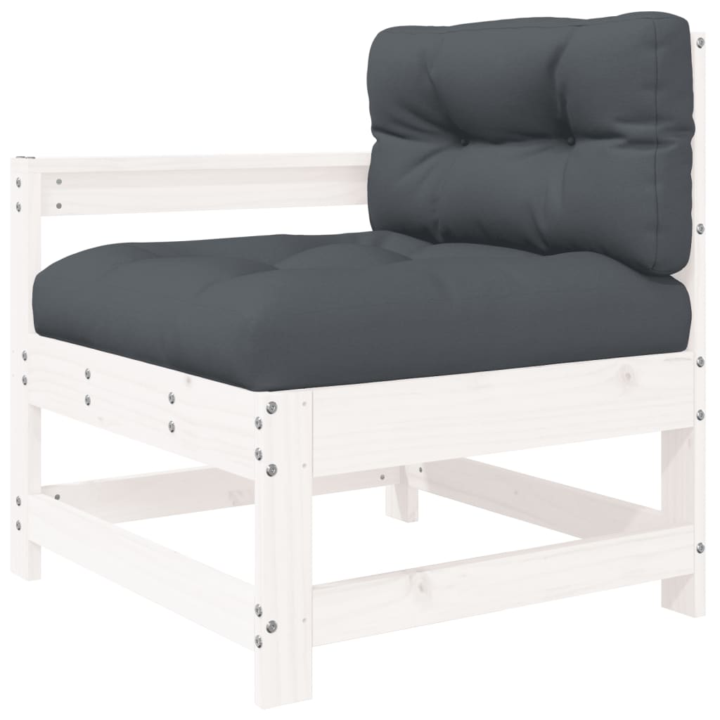 Chaise de jardin avec coussins blanc bois de pin massif