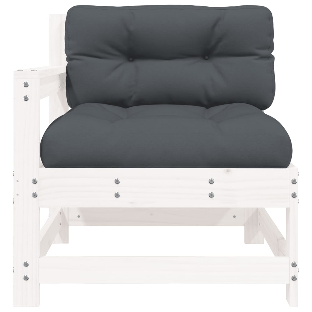 Chaise de jardin avec coussins blanc bois de pin massif