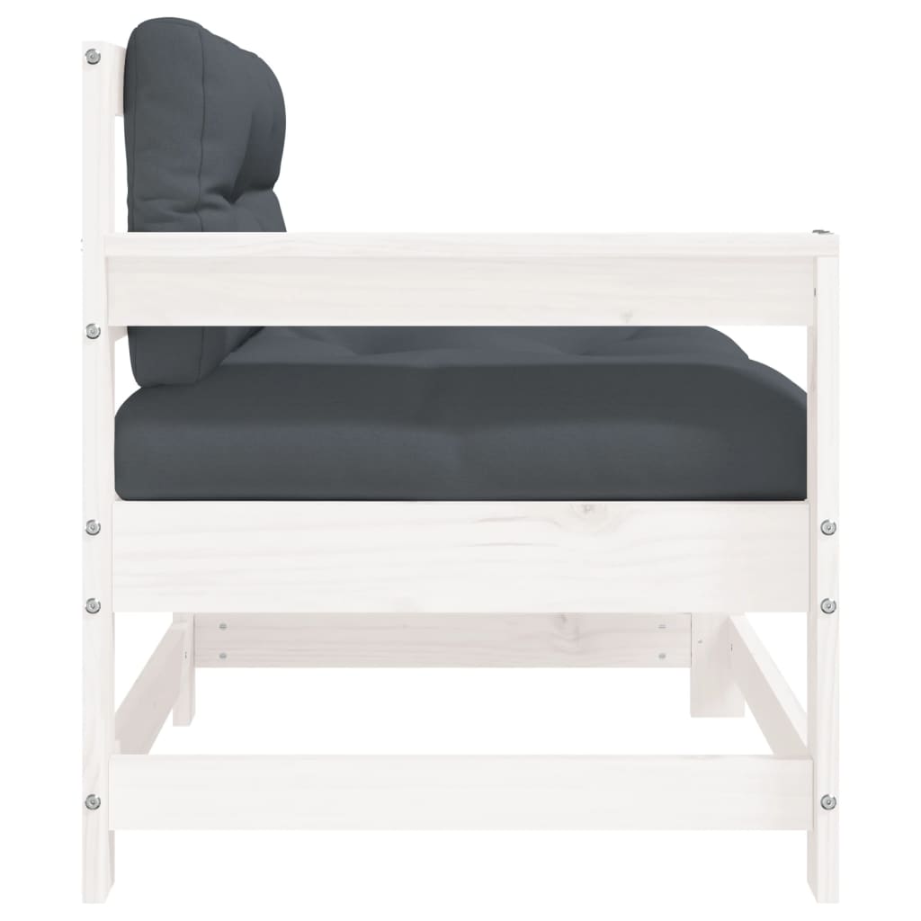 Chaise de jardin avec coussins blanc bois de pin massif