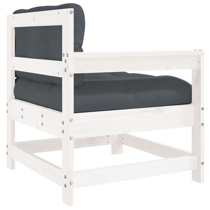 Chaise de jardin avec coussins blanc bois de pin massif