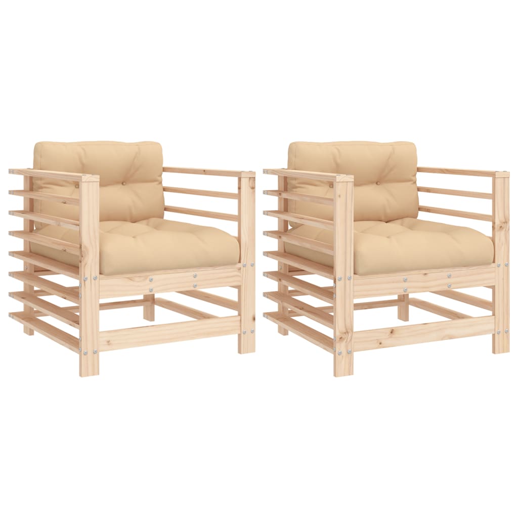 Chaises de jardin avec coussins lot de 2 bois de pin massif