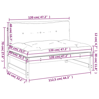 Canapé central 120x80 cm noir bois de pin massif