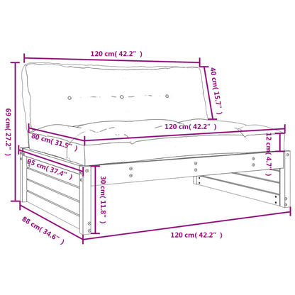 Canapé central 120x80 cm bois de pin massif