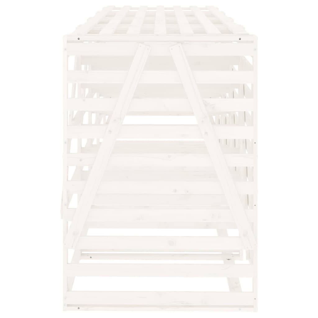 Abri pour poubelle quadruple sur roulettes blanc bois pin