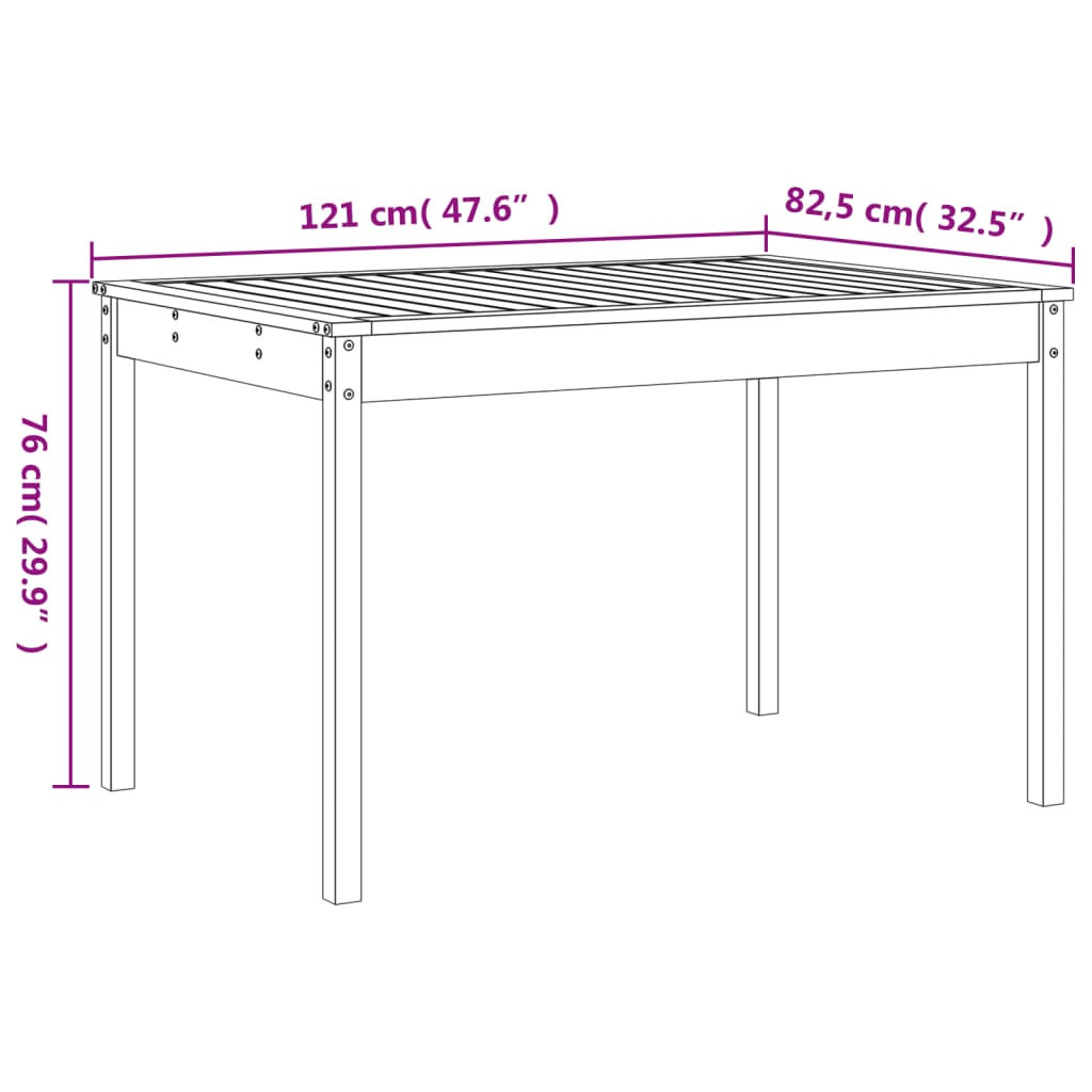 Ensemble à manger de jardin 5pcs bois massif de pin