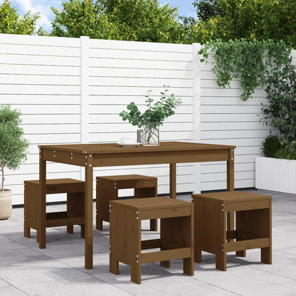 Ensemble à manger de jardin 5pcs marron miel bois pin massif