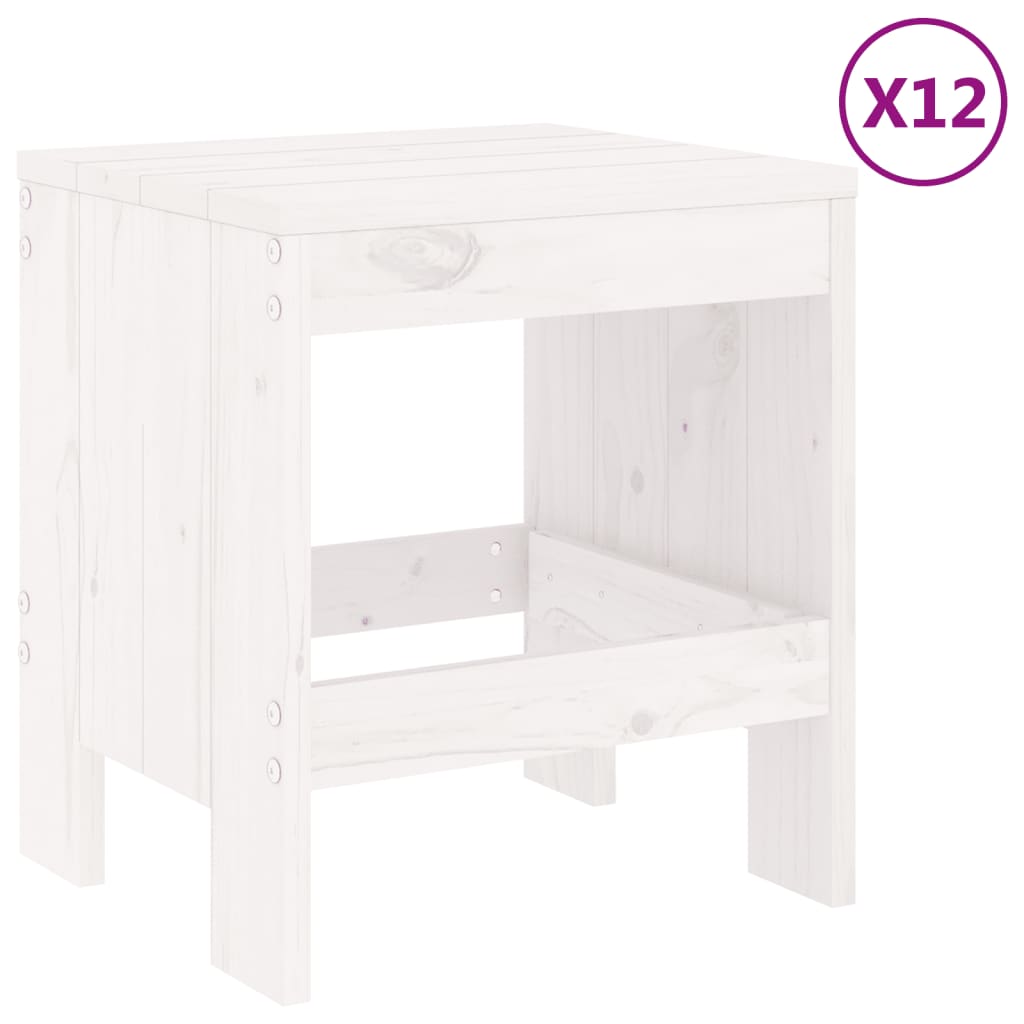 Ensemble à manger de jardin 13 pcs blanc bois de pin massif