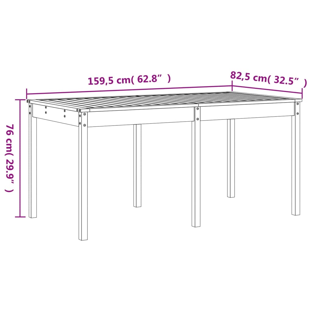 Ensemble à manger de jardin 13 pcs blanc bois de pin massif