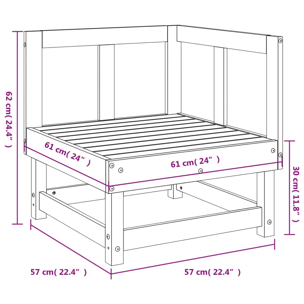 Canapé d'angle de jardin bois massif douglas