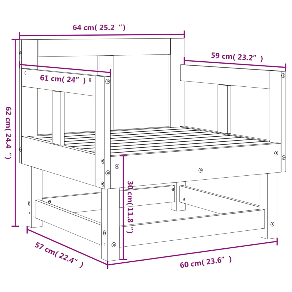 Chaises de jardin lot de 2 blanc bois massif de pin