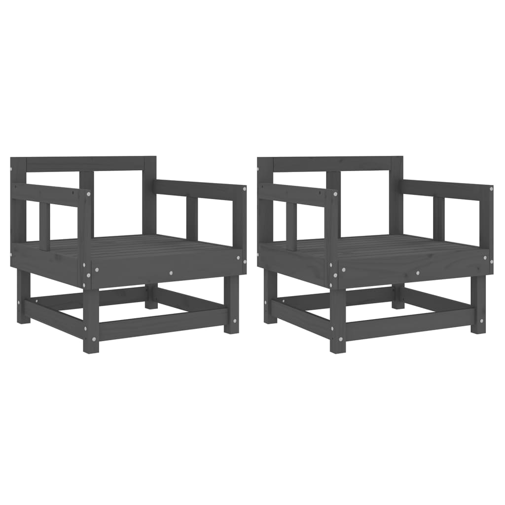 Chaises de jardin lot de 2 gris bois massif de pin