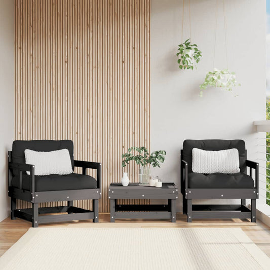 Chaises de jardin lot de 2 gris bois massif de pin