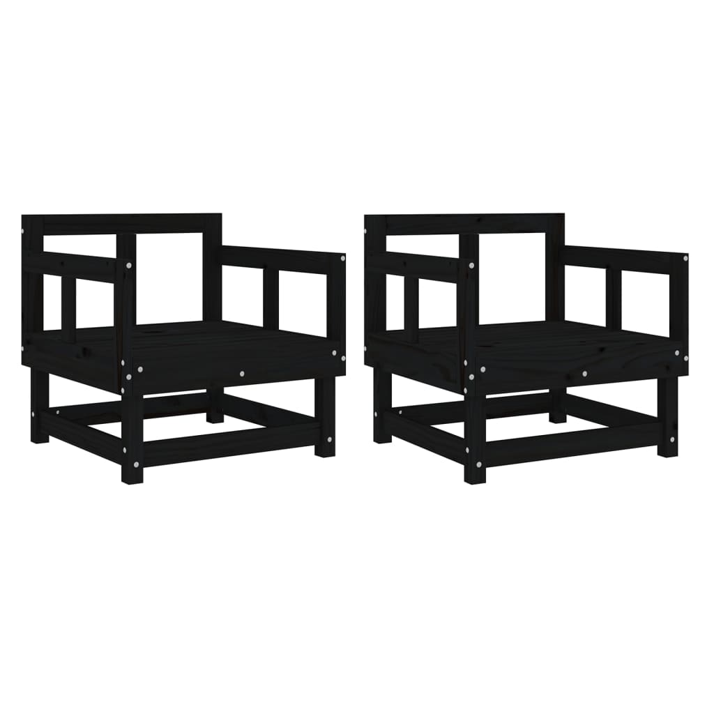 Chaises de jardin lot de 2 noir bois massif de pin