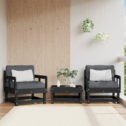 Chaises de jardin lot de 2 noir bois massif de pin