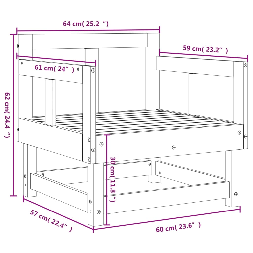 Chaises de jardin lot de 2 bois de pin imprégné