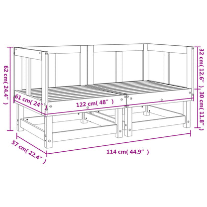 Canapés d'angle de jardin 2 pcs blanc bois de pin massif