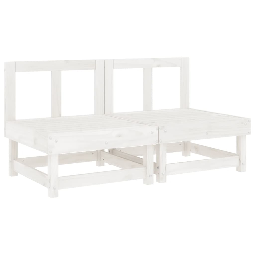 Canapés centraux de jardin 2 pcs blanc bois de pin massif