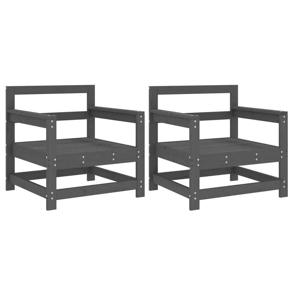 Chaises de jardin lot de 2 gris bois massif de pin