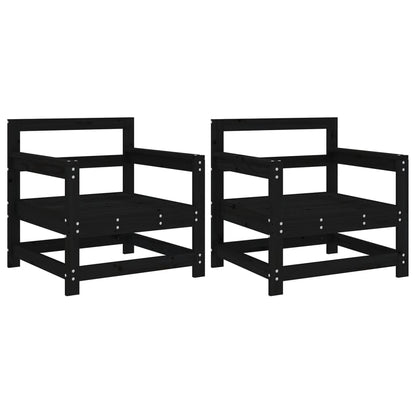 Chaises de jardin lot de 2 noir bois massif de pin