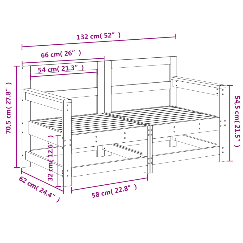 Canapés d'angle de jardin 2 pcs bois de pin massif