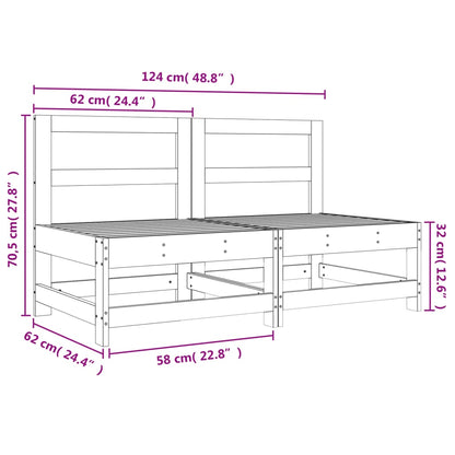 Canapés centraux de jardin 2 pcs bois de pin massif