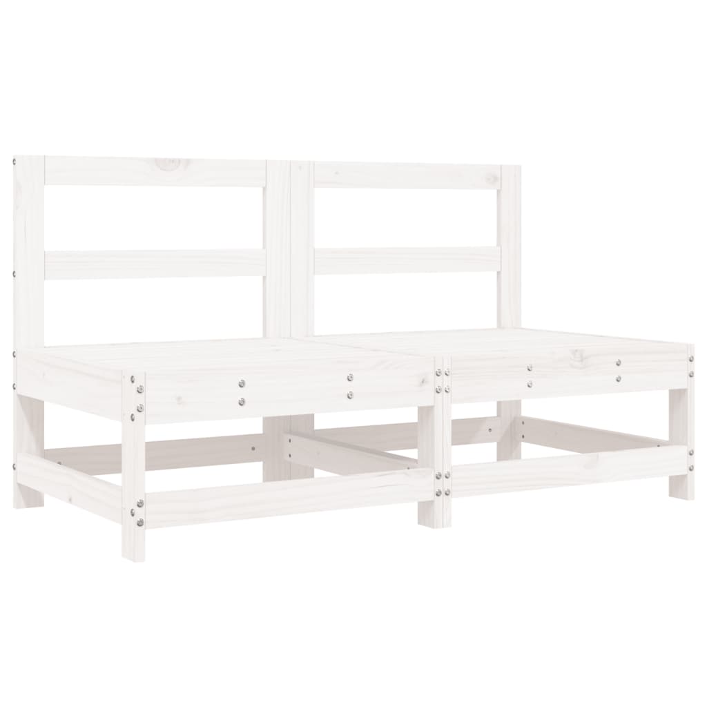 Canapés centraux de jardin 2 pcs blanc bois de pin massif