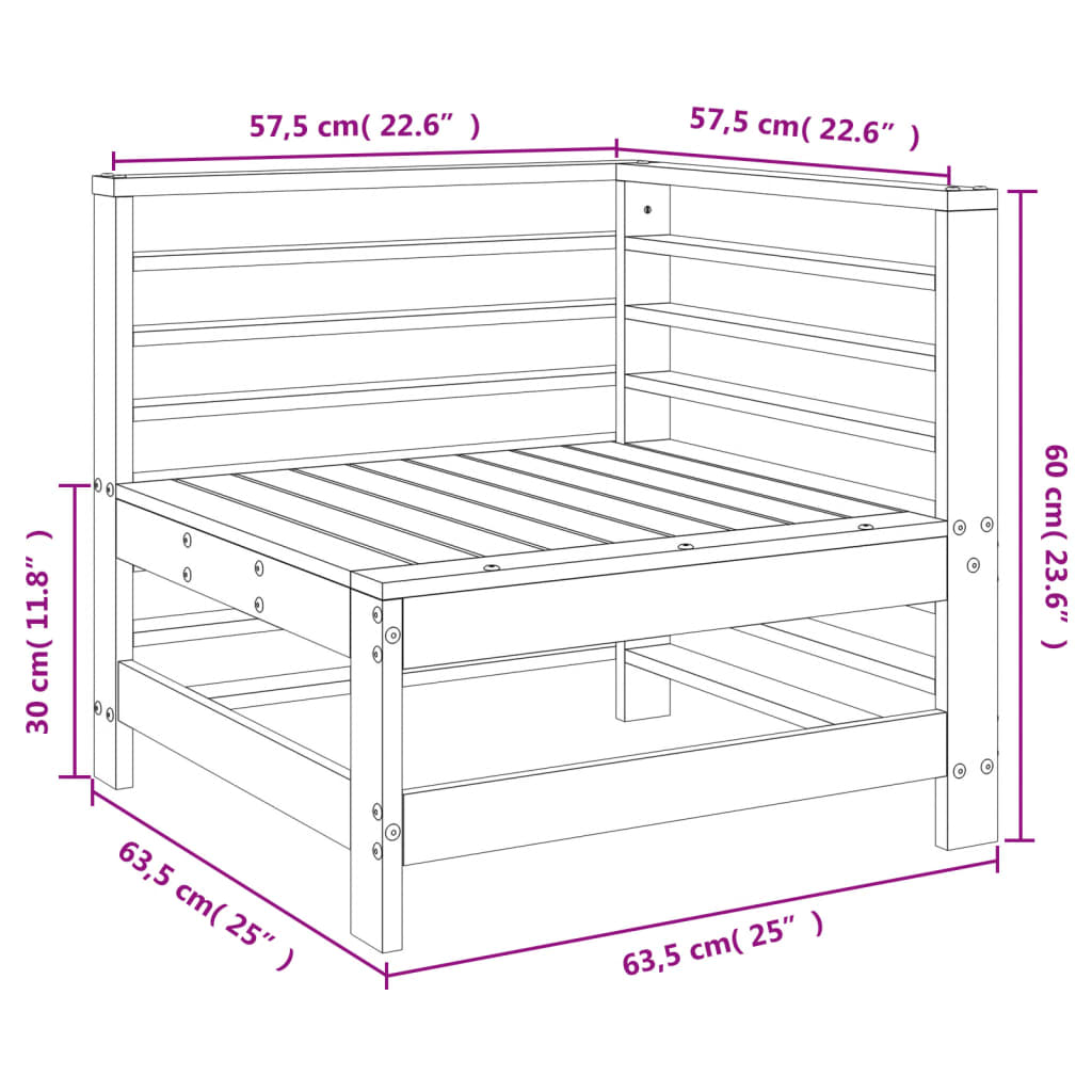 Canapé d'angle de jardin marron miel bois de pin solide