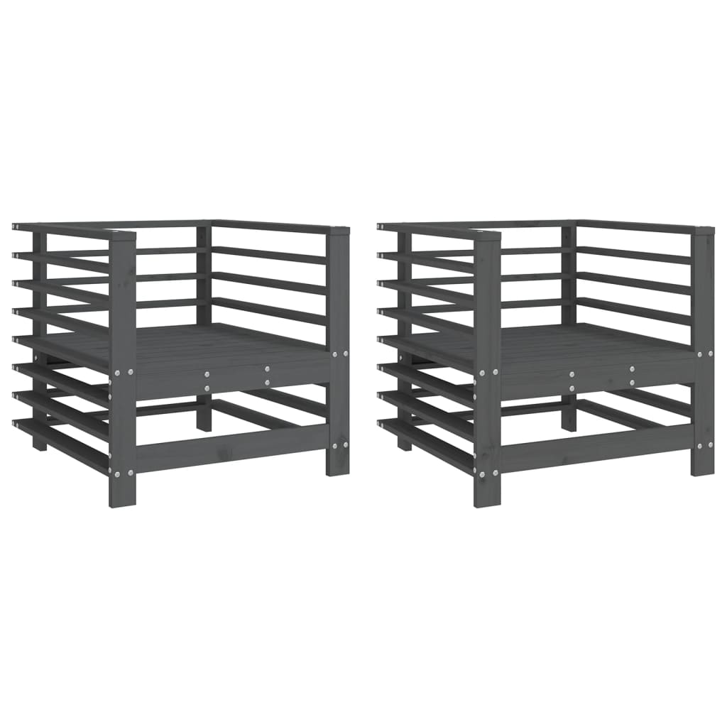 Chaises de jardin lot de 2 gris bois massif de pin