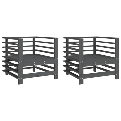 Chaises de jardin lot de 2 gris bois massif de pin